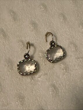 Crystal Drop Dangle Earrings in Silver and White